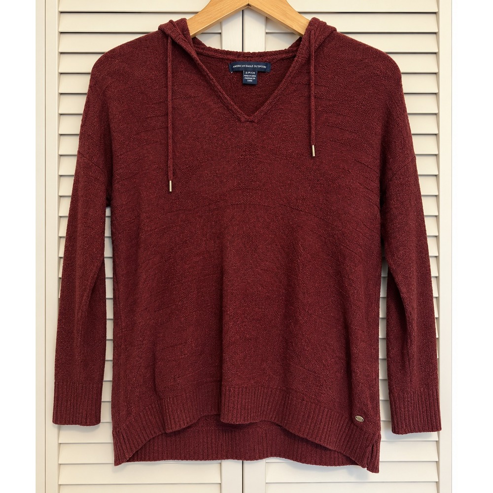 AMERICAN EAGLE S Sweater Hooded Hoodie Wool Blend Academia Cozy Fall 90s Style